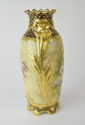 Lot 225 - A tall Vienna style porcelain vase by Wagner, Berlin