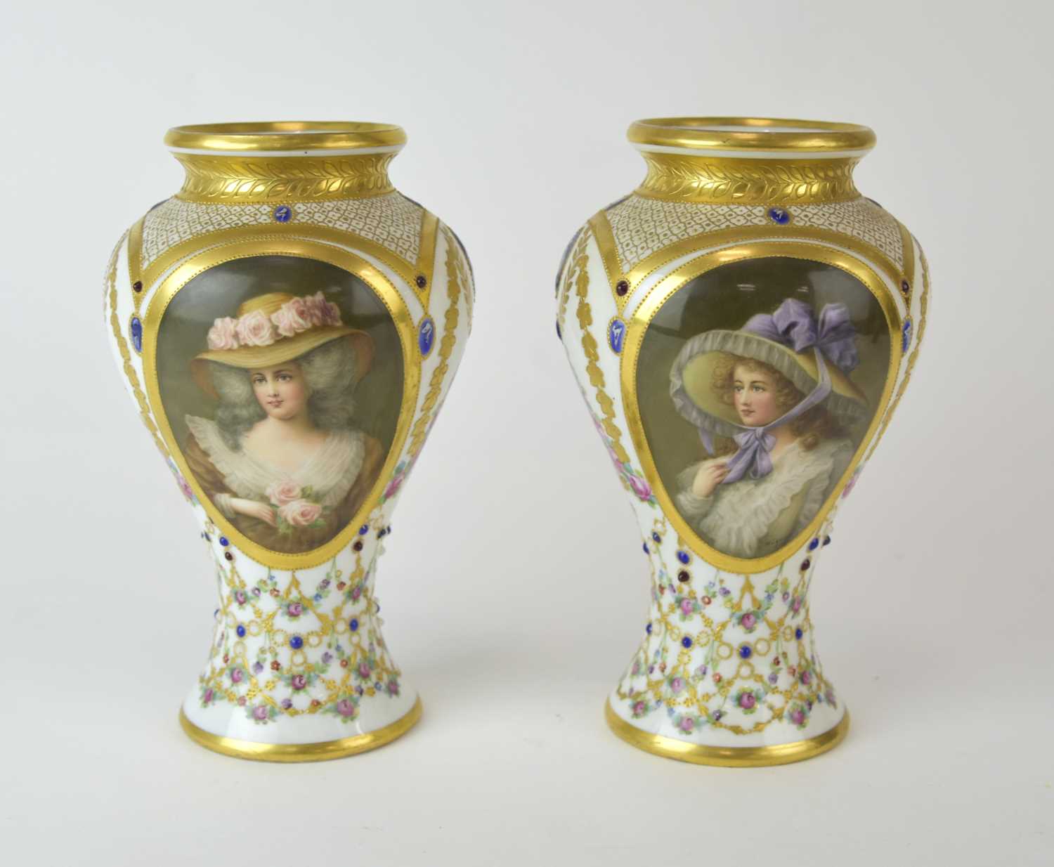 Lot 238 - A pair of Vienna style vases by Wagner, Berlin, late 19th century