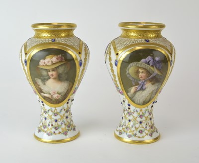 Lot A pair of Vienna style vases by Wagner, Berlin, late 19th century