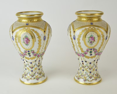 Lot 238 - A pair of Vienna style vases by Wagner, Berlin, late 19th century