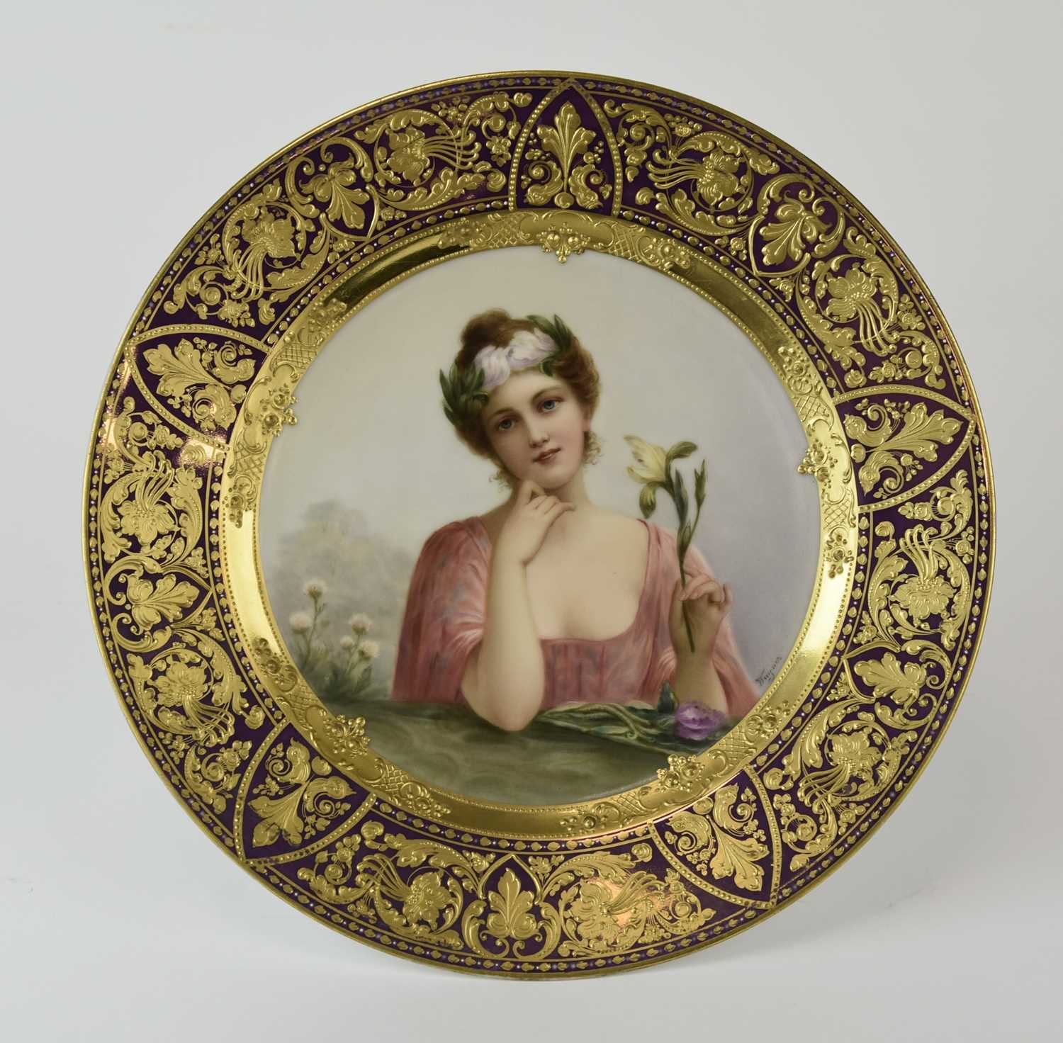 Lot 242 - A Vienna style porcelain cabinet plate by Wagner, late 19th century