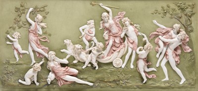 Lot 243 - A German or Austrian 'Bacchanalian Revelry' relief-moulded plaque, circa 1900