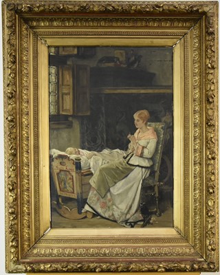 Lot 312 - Victor Lagye (Belgian 1825-1896) Mother Rocking her Sleeping Child