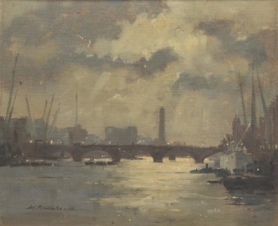 Lot 70 - Alan James Middleton (British b.1951) London Bridge at the Pool from Tower Pier