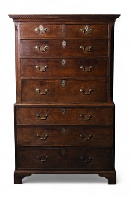 Lot 243 - A George III oak chest on chest