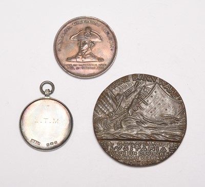 Lot 117 - Medal group comprising Nelson commemorative medal Luistania medal and silver school medal