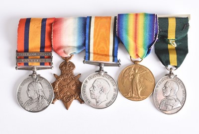 Lot 10 - Boer and Great War Medal Group to Pte. A. Whitehead, Cheshire Regt, RWF and Suffolk Regt