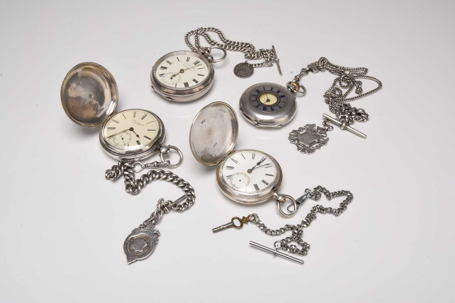 Lot 391 - Four silver pocket watches