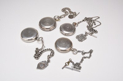 Lot 391 - Four silver pocket watches