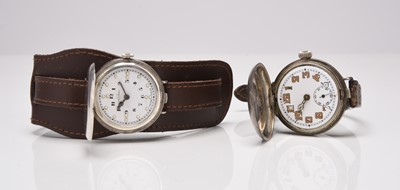 Lot 426 - Two silver 'hunter' wristwatches
