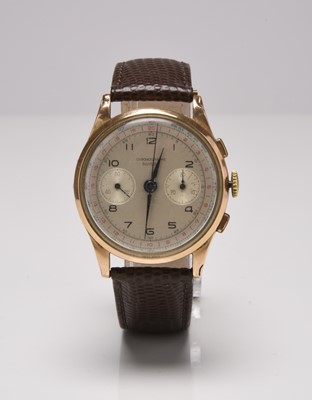 Lot 429 - Chronographe Suisse: A gentleman's 18ct gold chronograph wristwatch