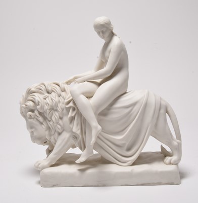 Lot 120 - Minton parian group of Una and Lion after John Bell