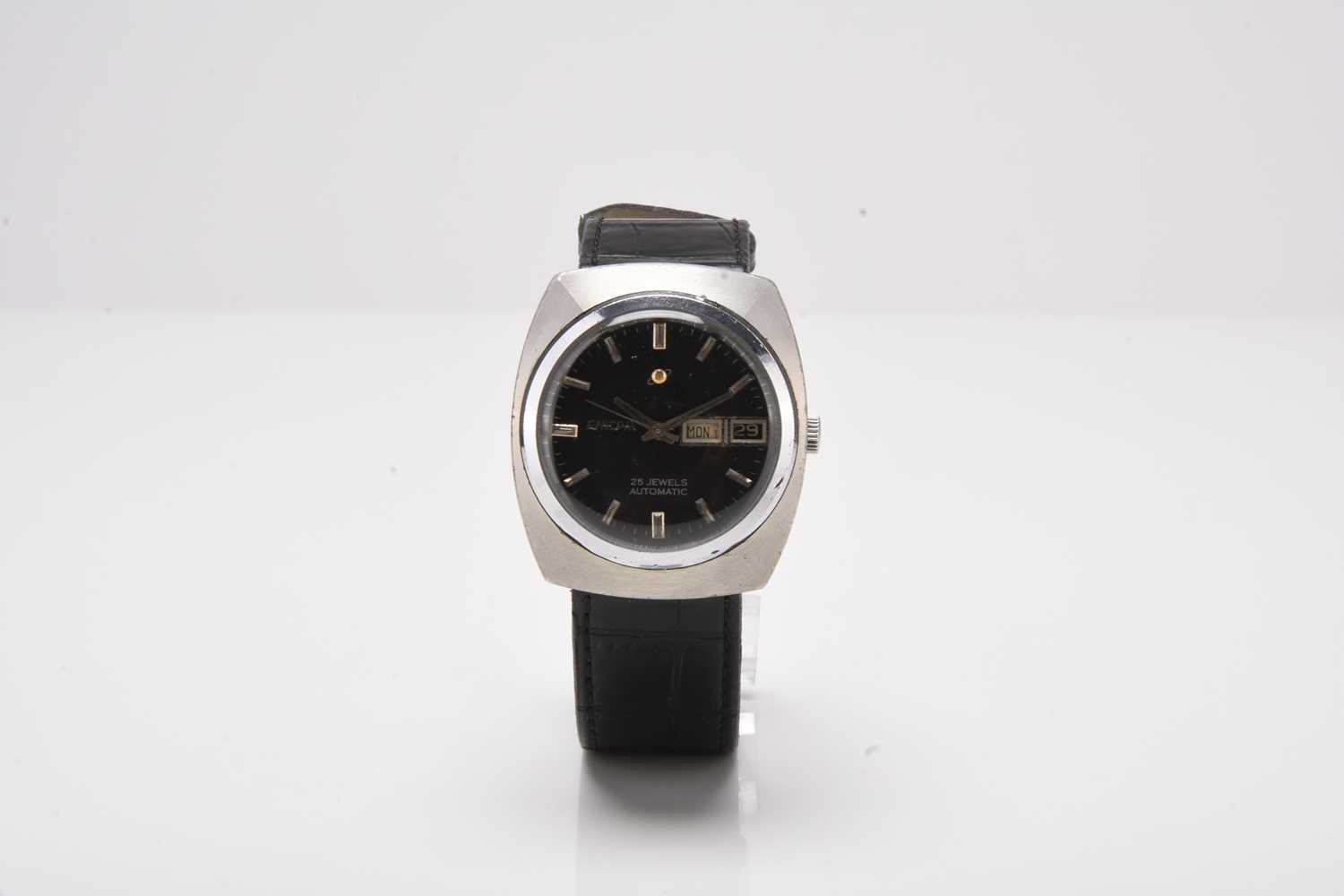 Lot 451 - Enicar: A gentleman's stainless steel Space Case calendar watch