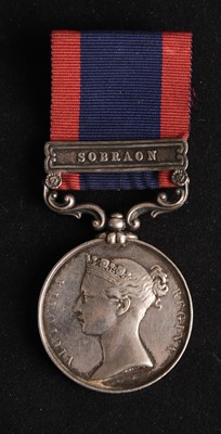 Lot 118 - Sutlej Medal 1845–46, 1 Clasp, Sobraon – Pte. William W. Johnson