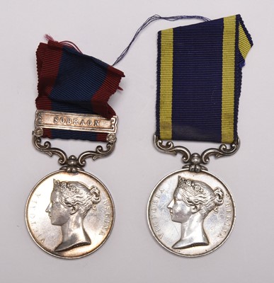 Lot Medal Pair - Sutlej Medal 1845–46 and Punjab Medal 1848–49 – Mathew Casey, 53rd Foot