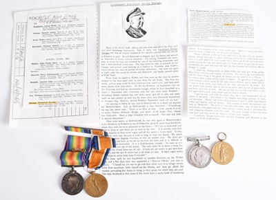 Lot 133 - Two WW1 Medal pairs of 1914-18 War and Victory Medals, including to Lt. Savage