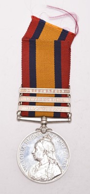 Lot 24 - Boer War QSA Casualty Medal, 3 Clasps — Pte. W. Hughes, KSLI