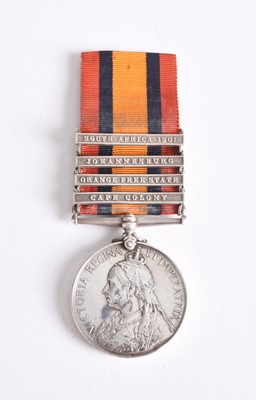 Lot 29 - MEDAL PAIR - Boer War QSA, 4 Clasps — Sgt. Leonard Lewis, Volunteer Coy, KSLI