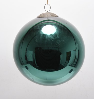 Lot 280 - Green mirrored glass witches ball