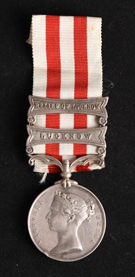 Lot 100 - Indian Mutiny Medal 1857–58, 2 Clasps — Pte. Charles Taylor, 53rd (Shropshire) Regiment