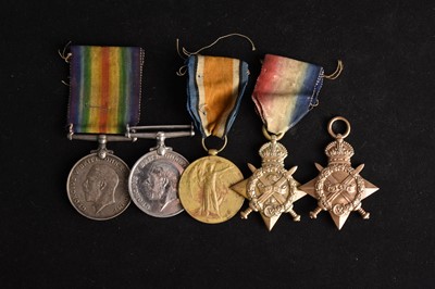 Lot 131 - Two Cheshire Regiment Great War medal groups, including one KIA