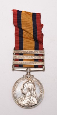 Lot 18 - Boer War QSA Medal, 3 Clasps — Pte. H. Lowe, KSLI