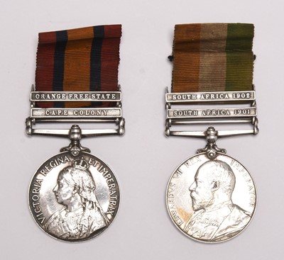 Lot 12 - Boer War Medal Pair — QSA & KSA to Pte. F. Lomas, Cheshire Regiment