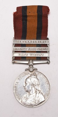 Lot 19 - Boer War QSA, 3 Clasps — Pte. W. Wright, Cheshire Regiment