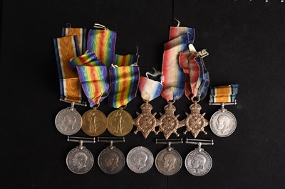 Lot 65 - Two Great War Medal Pairs and Eight Singles incl. Three 1914 Mons Stars