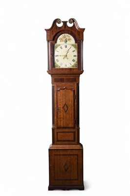 Lot 11 - A George III inlaid oak painted dial 30-hour longcase clock