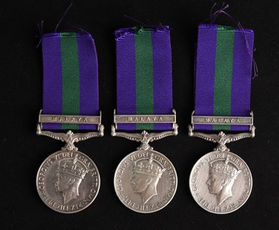 Lot 128 - Three GSM Medals with Malaya clasps to individual Gurkha Regiments