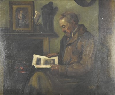 Lot 313 - British School (19th-20th Century) Seated Gentleman Reading at the Fireside