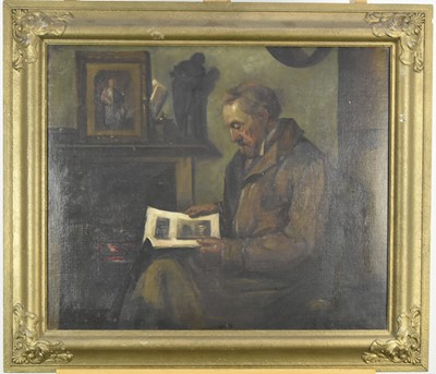 Lot 313 - British School (19th-20th Century) Seated Gentleman Reading at the Fireside