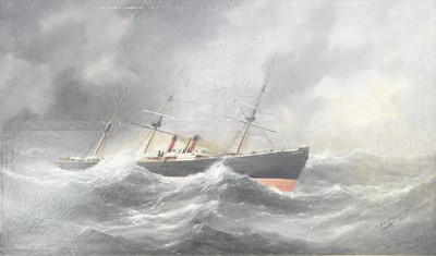 Lot Edouard Adam (French 1847-1929) Steam Ship 'The Labrador' in Rough Seas