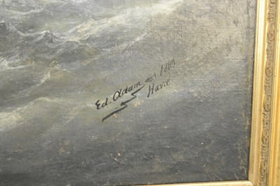 Lot 9 - Edouard Adam (French 1847-1929) Steam Ship 'The Labrador' in Rough Seas