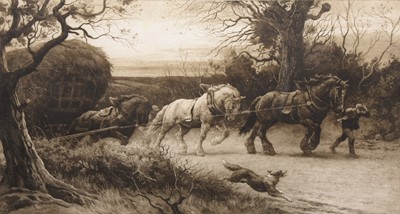 Lot 376 - Herbert Dicksee (British 1862-1942) Hauling the Hay
