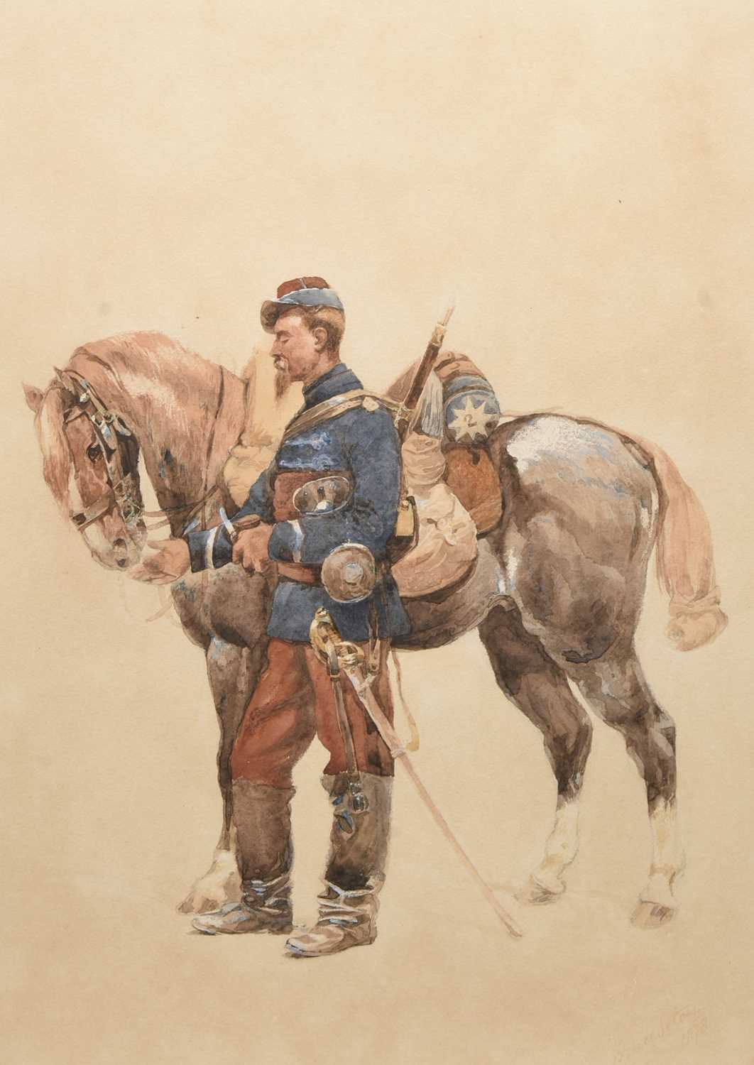 Lot 379 - After Edouard Detaille (French 1848-1912) French Cavalry Soldier and Horse
