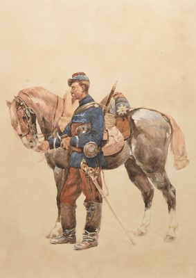 Lot 379 - After Edouard Detaille (French 1848-1912) French Cavalry Soldier and Horse