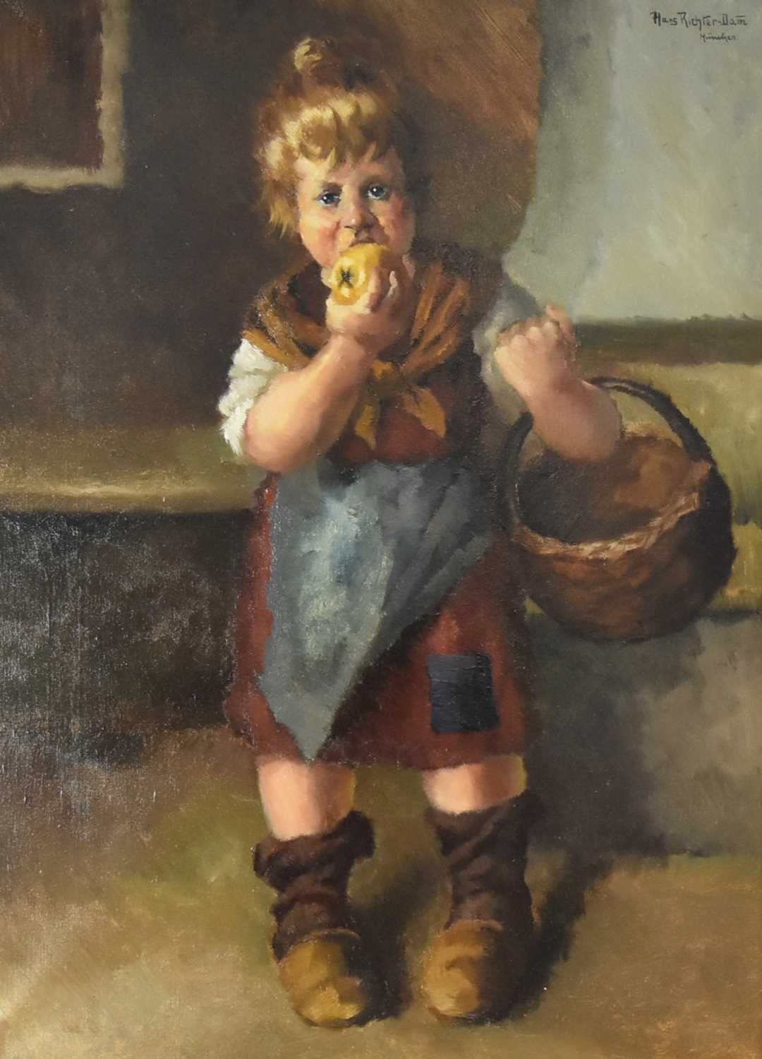 Lot 319 - Hans Richter Dam (German 1881-1937) Young Girl Eating an Apple