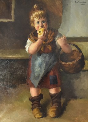 Lot 319 - Hans Richter Dam (German 1881-1937) Young Girl Eating an Apple