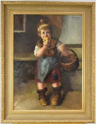 Lot 319 - Hans Richter Dam (German 1881-1937) Young Girl Eating an Apple