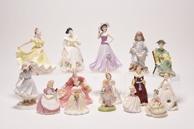 Lot 247 - A collection of Royal Doulton, Royal Worcester and Coalport figures