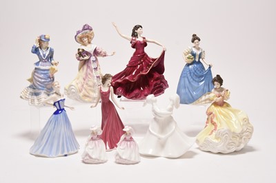 Lot 195 - Nine Royal Doulton and one Royal Worcester lady