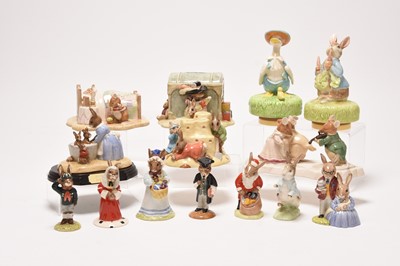 Lot 259 - Beswick, Royal Doulton and other figures including Beatrix Potter, Brambly Hedge and Bunnykins