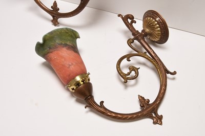 Lot 325 - A reproduction French pate-de-verre style glass plafonnier with matching wall sconces