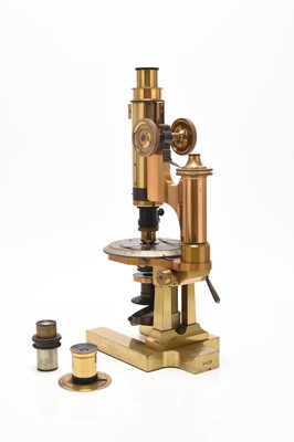 Lot A cased brass petrological microscope, Ross, London