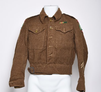 Lot 194 - British Army WW2 Battledress Blouse and Kit Bag
