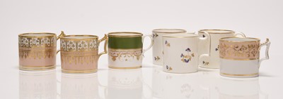 Lot 42 - Three Flight, Barr and Barr (Worcester) coffee cans with four Derby coffee cans
