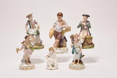 Lot 300 - Six Royal Crown Derby figures including 'Summer' and 'Winter'