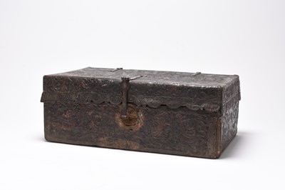 Lot 58 - A Spanish Colonial tooled leather petaca document box, 18th century